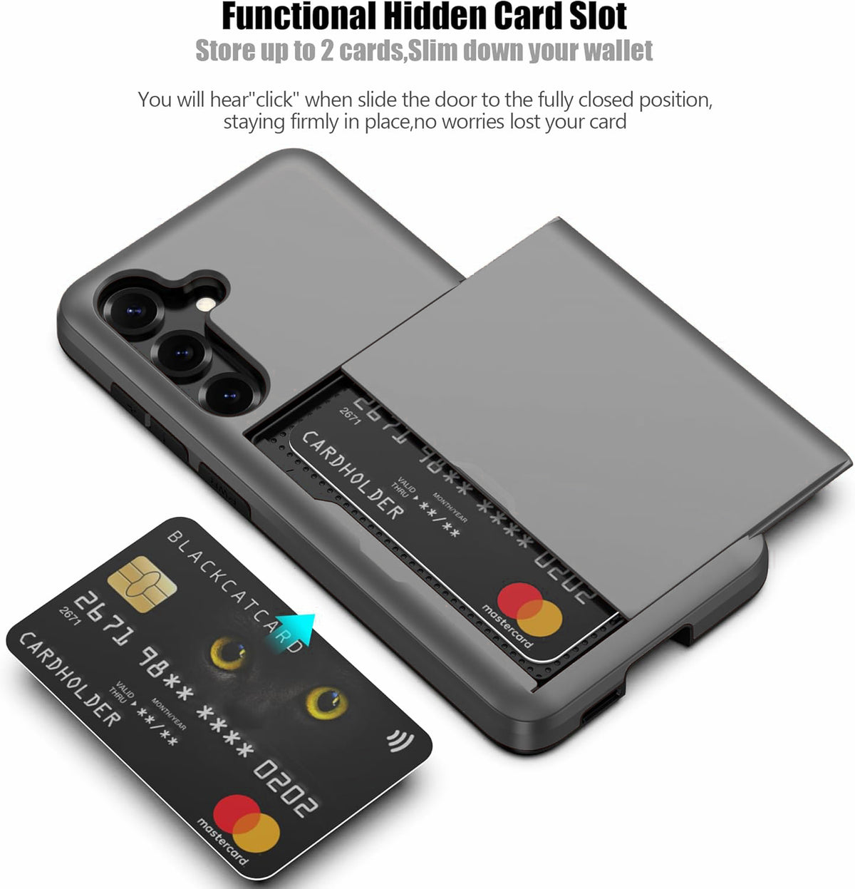 Samsung Galaxy A37 Shockproof Wallet Case Card Cover GREY
