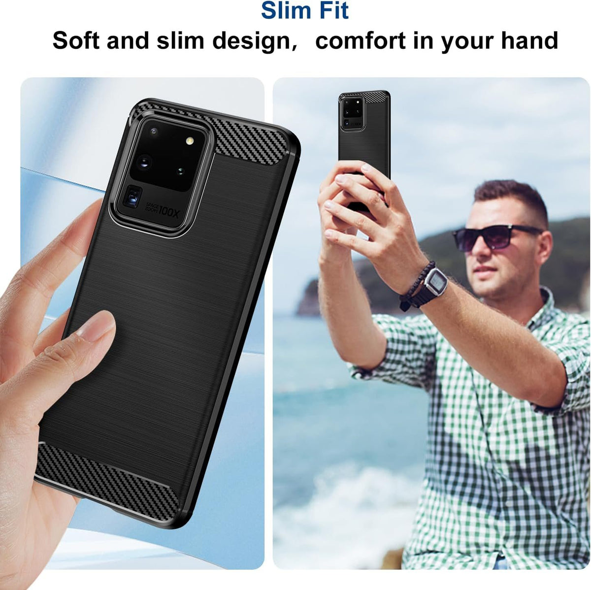 Samsung S20 Ultra Slim Fit Case Tough Gel TPU Rubber Cover BLACK