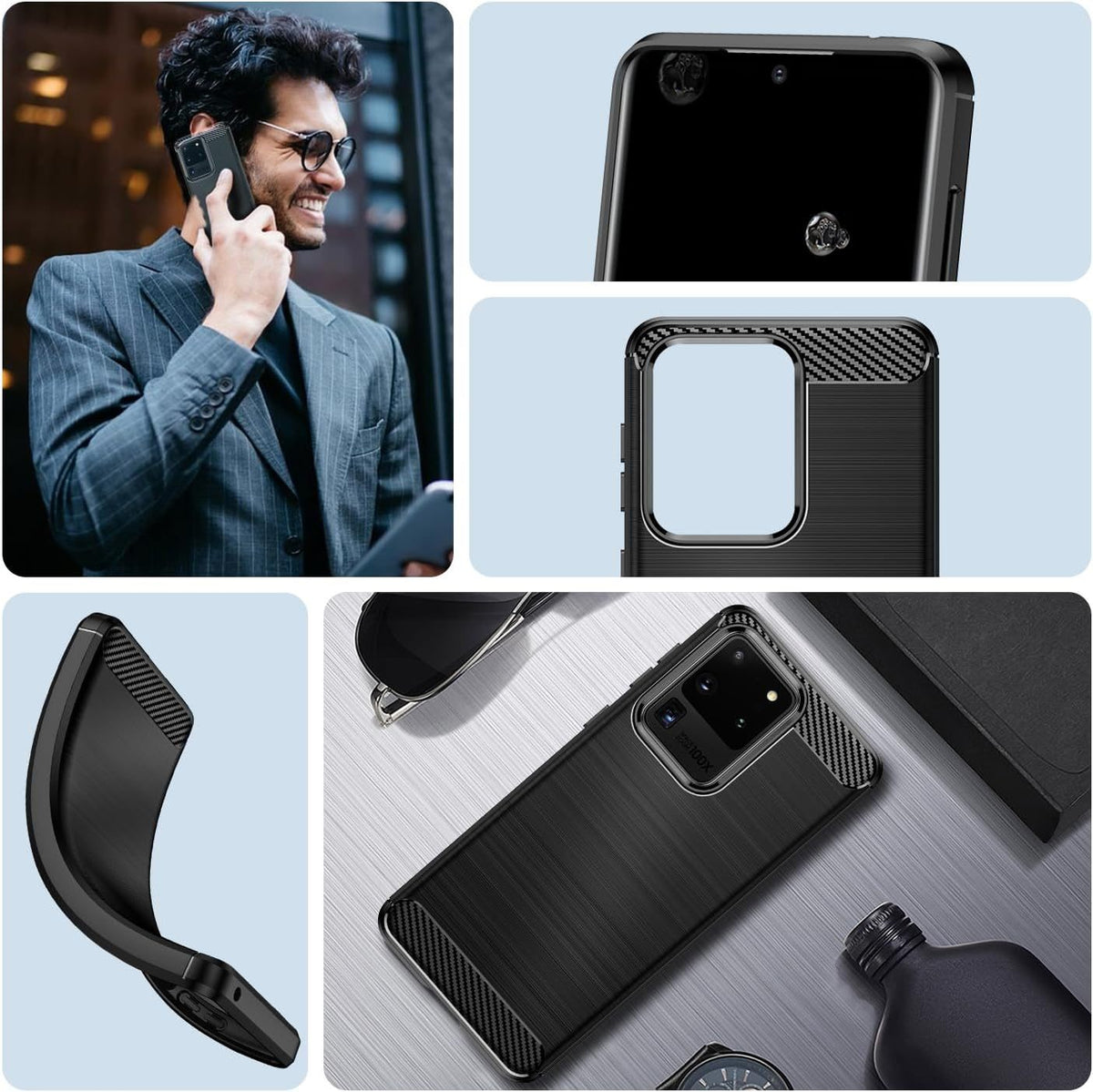 Samsung S20 Ultra Slim Fit Case Tough Gel TPU Rubber Cover BLACK