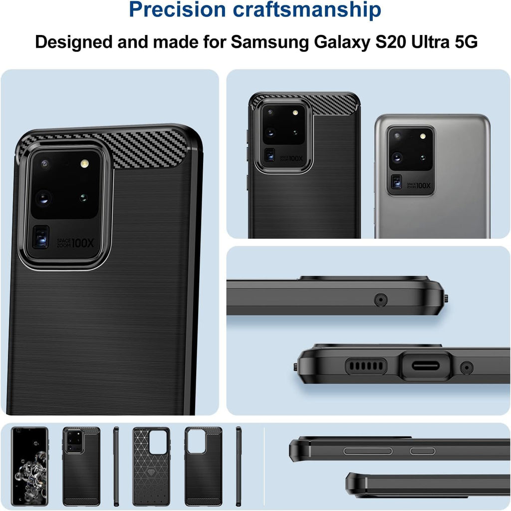 Samsung S20 Ultra Slim Fit Case Tough Gel TPU Rubber Cover BLACK