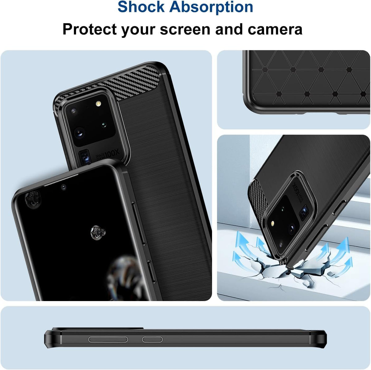 Samsung S20 Ultra Slim Fit Case Tough Gel TPU Rubber Cover BLACK