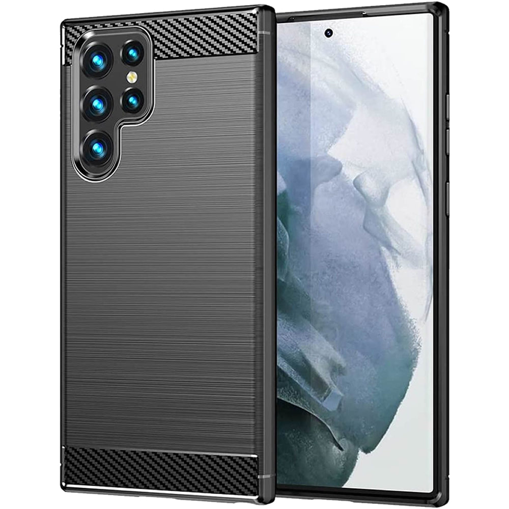 Samsung S22 Ultra Slim Fit Case Tough Gel TPU Rubber Cover BLACK