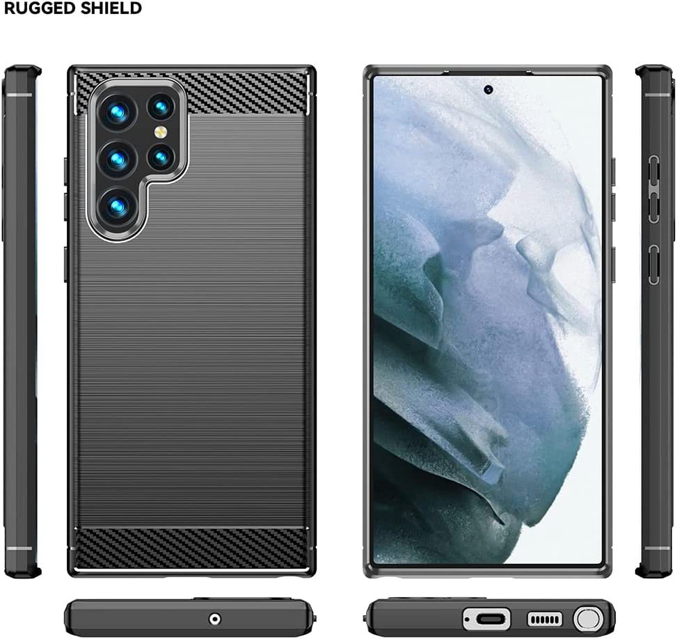 Samsung S22 Ultra Slim Fit Case Tough Gel TPU Rubber Cover BLACK