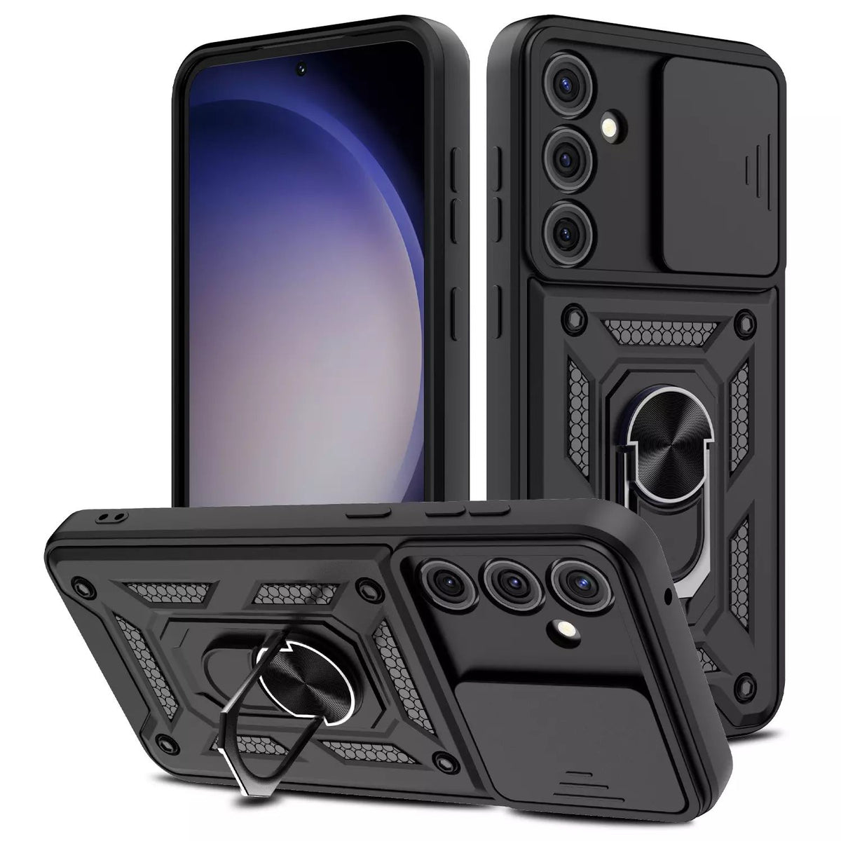 Samsung Galaxy S25 Plus Tough Case Shockproof Kickstand Cover BLACK