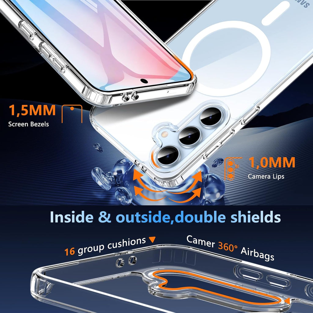 Samsung S26 Full Clear Case Magnetic Ring Magsafe Compatible Cover