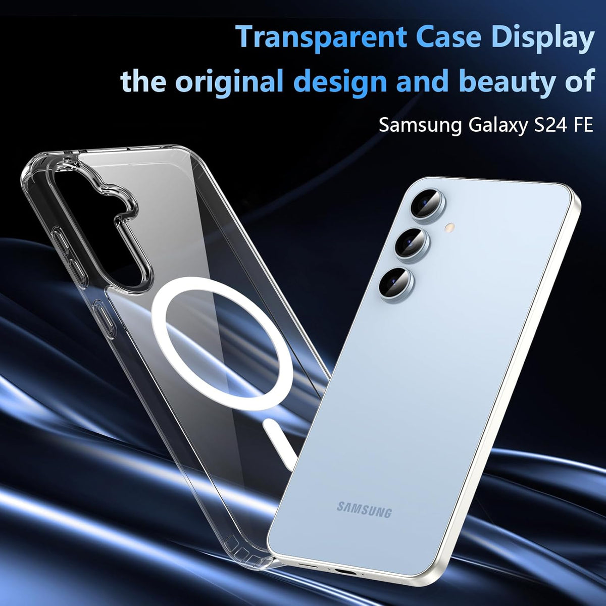 Samsung S26 Full Clear Case Magnetic Ring Magsafe Compatible Cover