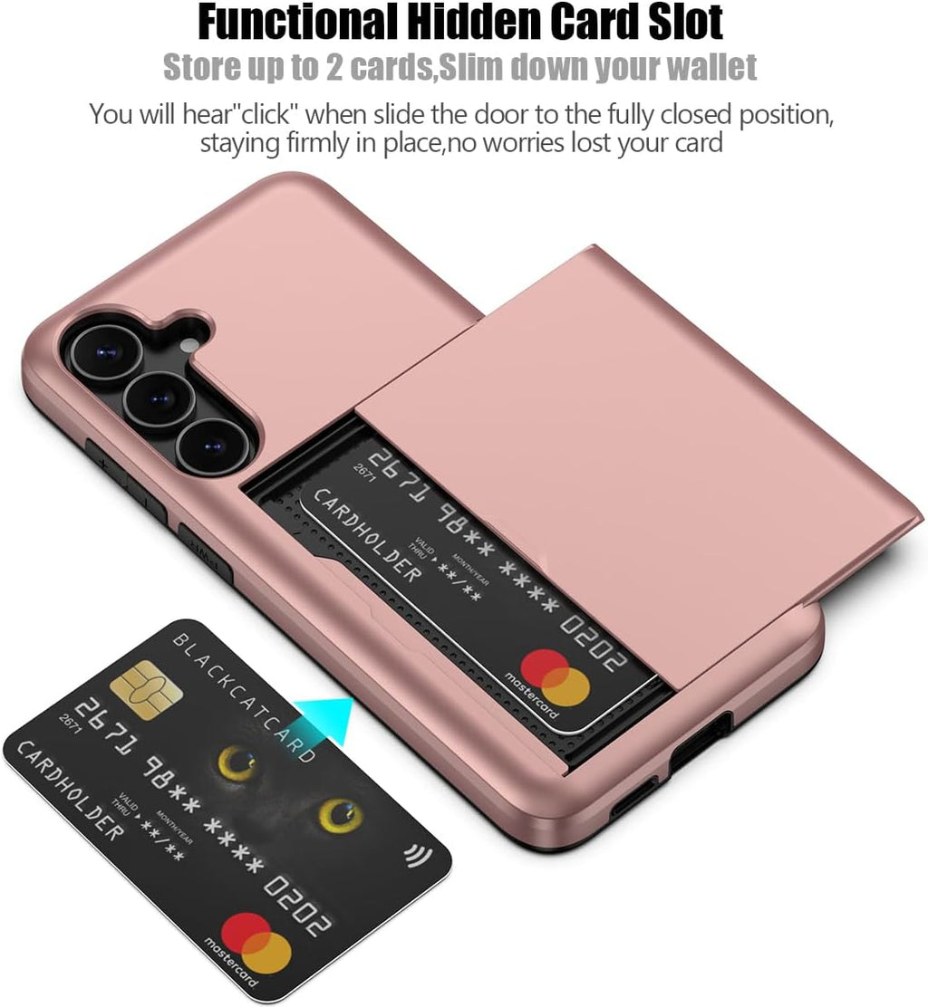 Samsung Galaxy S24 Shockproof Wallet Case Card Cover PINK