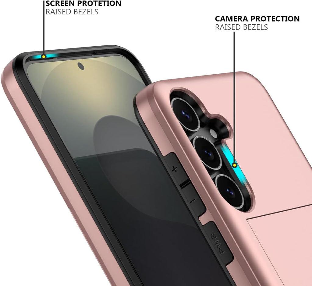 Samsung Galaxy S24 Shockproof Wallet Case Card Cover PINK