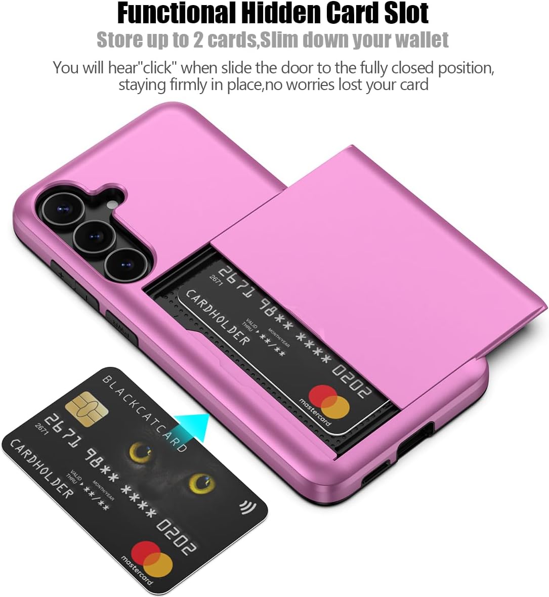 Samsung Galaxy S23 FE Shockproof Wallet Case Card Cover HOT PINK