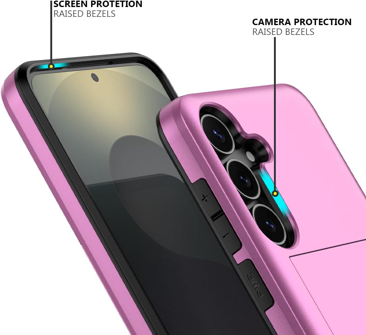 Samsung Galaxy S23 FE Shockproof Wallet Case Card Cover HOT PINK
