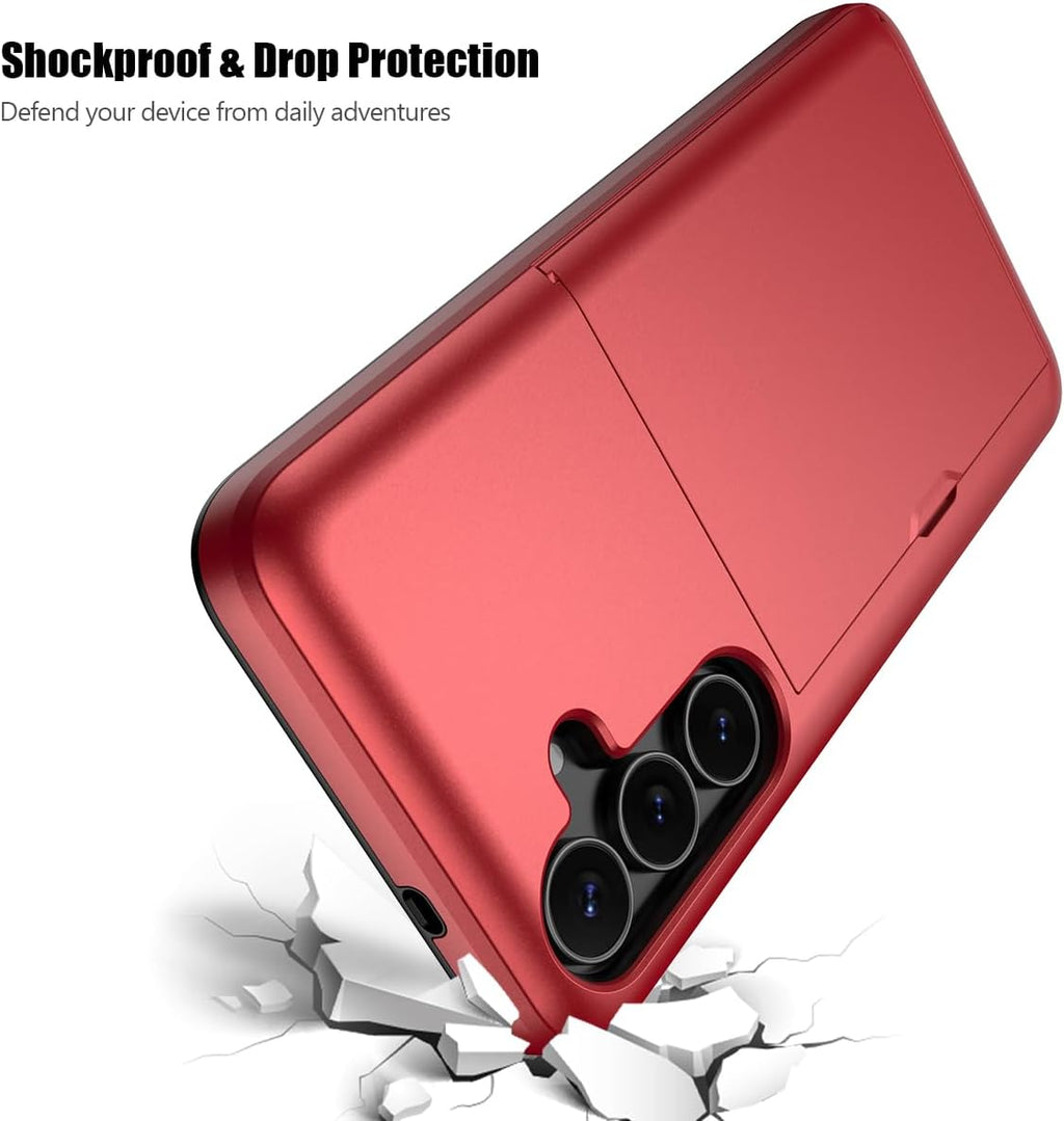Samsung Galaxy A36 Shockproof Wallet Case Card Cover RED
