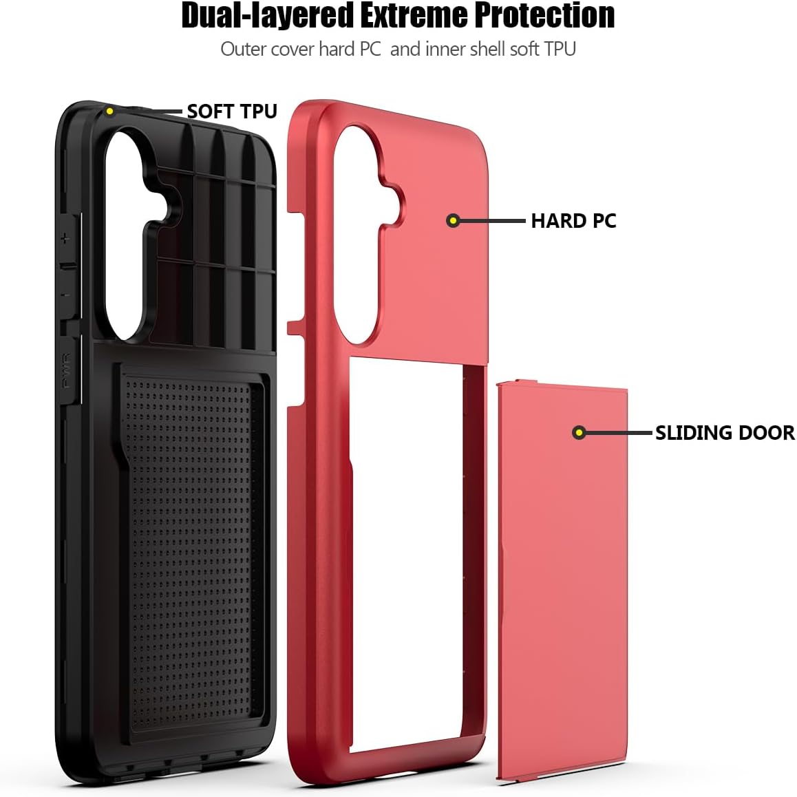 Samsung Galaxy A36 Shockproof Wallet Case Card Cover RED