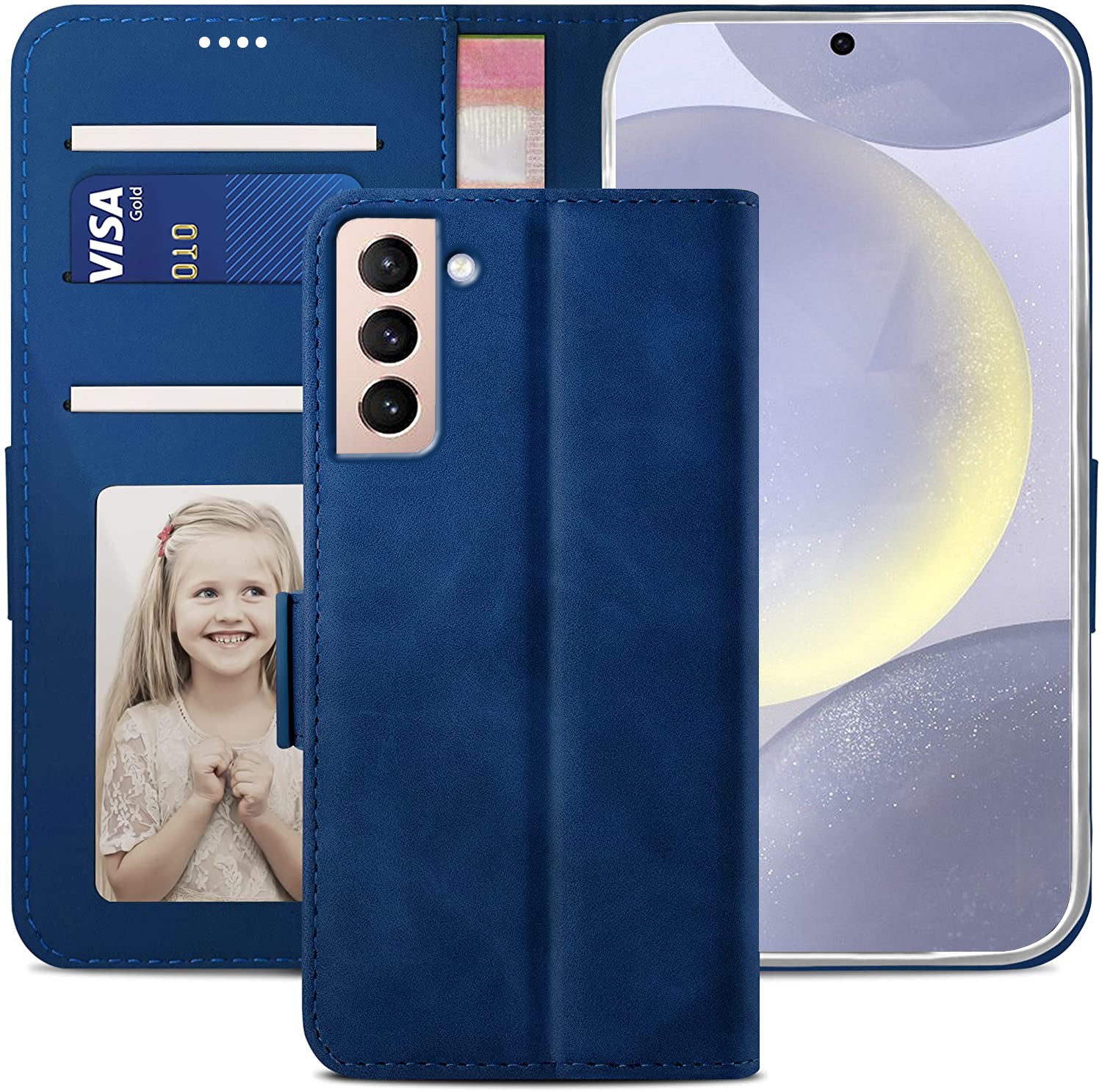 Samsung Galaxy S22 Plus Wallet Case Shockproof Full Body Protective Card Cover BLUE