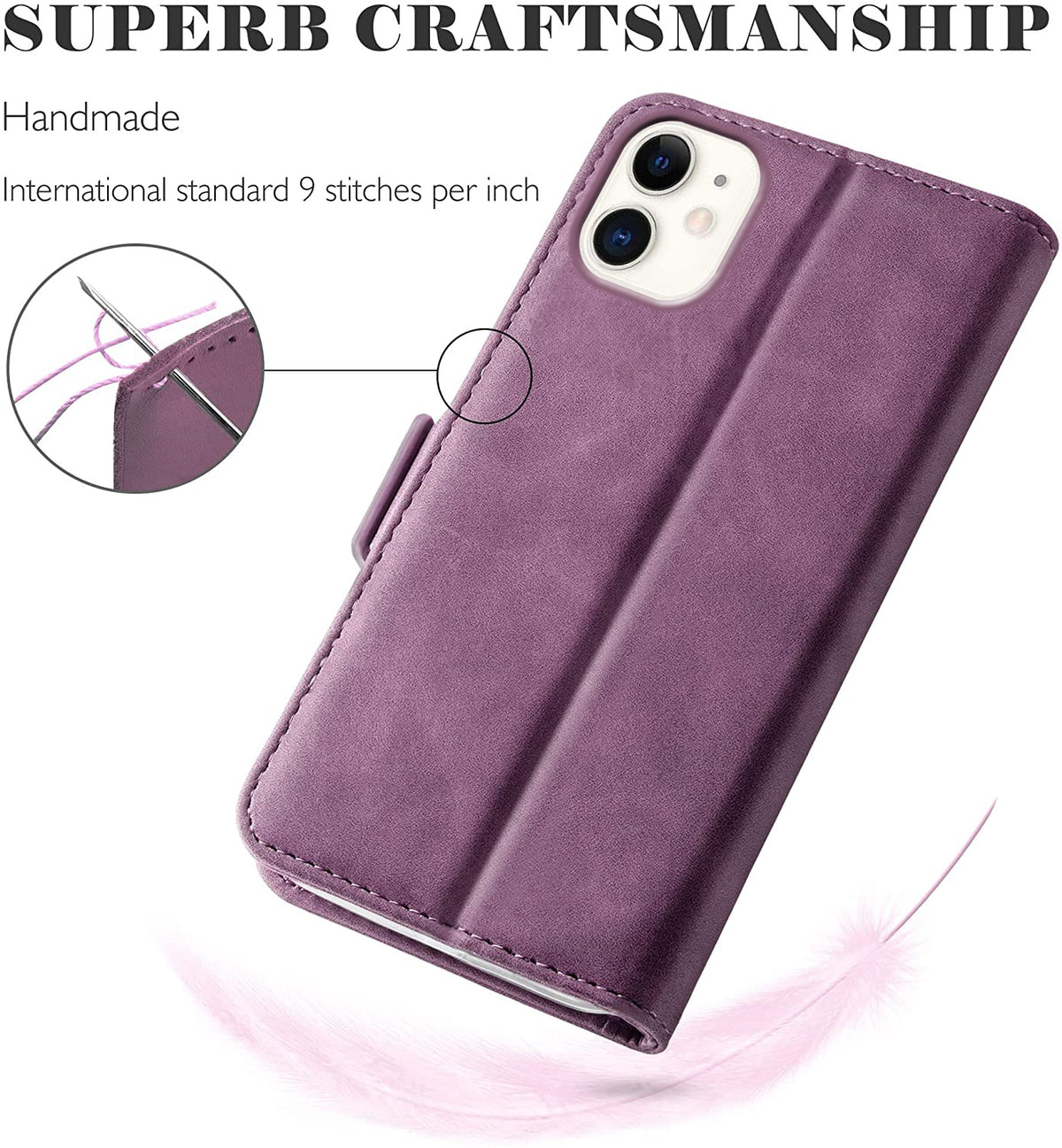 iPhone 11 Wallet Case Shockproof Full Body Protective Card Cover WINE RED