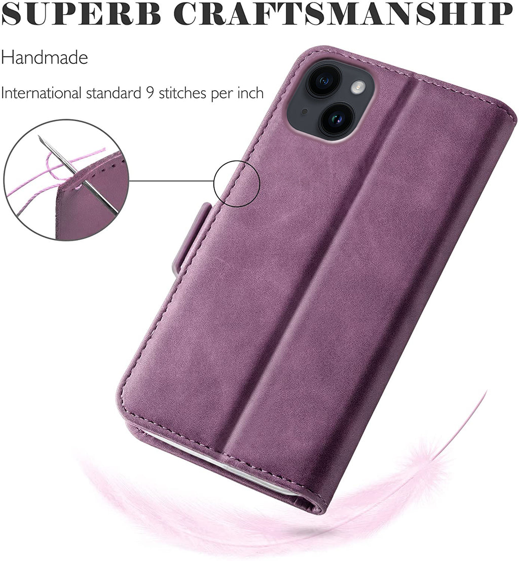iPhone 13 Wallet Case Shockproof Full Body Protective Card Cover WINE RED