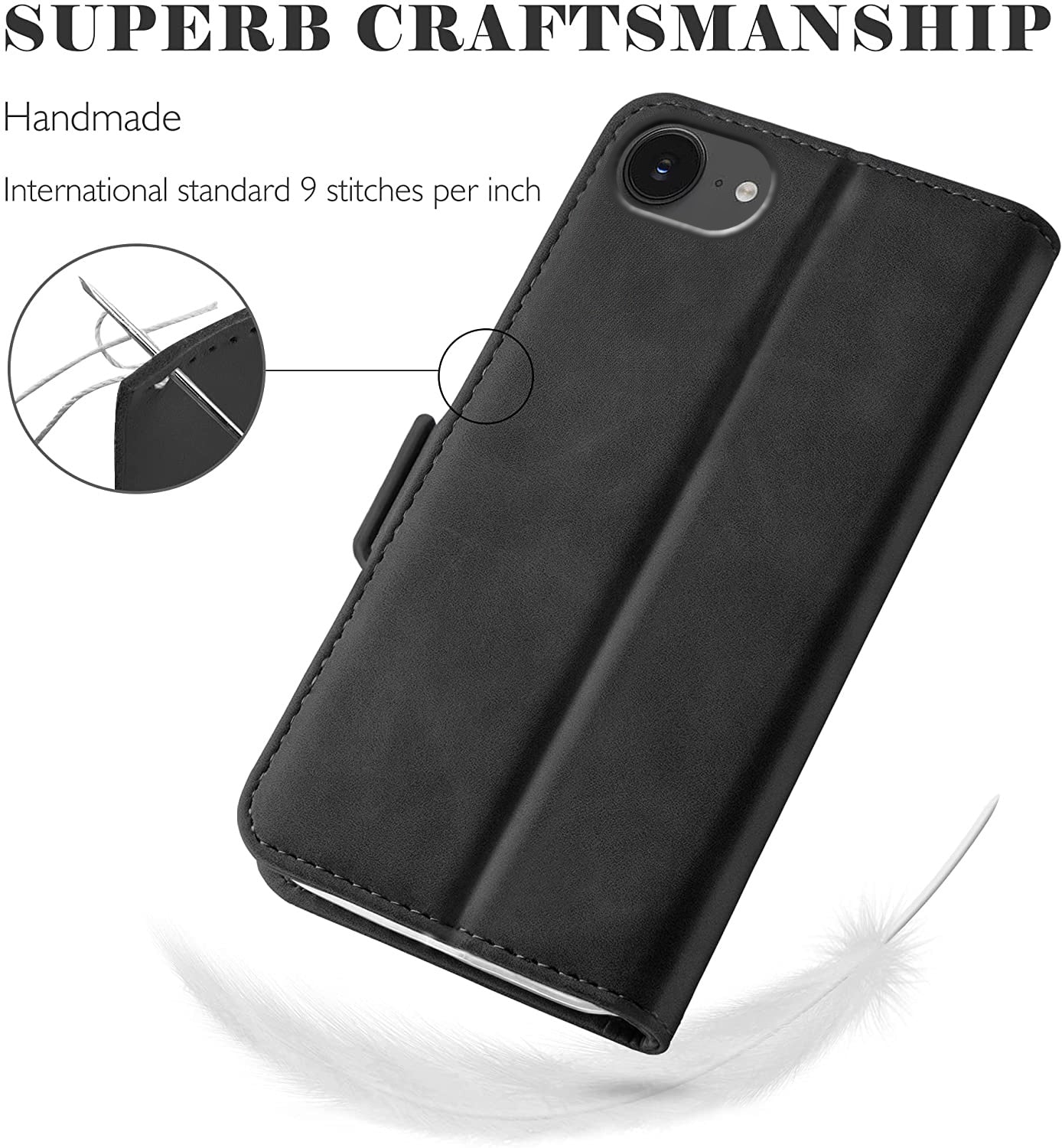 iPhone 17e Wallet Case Shockproof Full Body Protective Card Cover BLACK