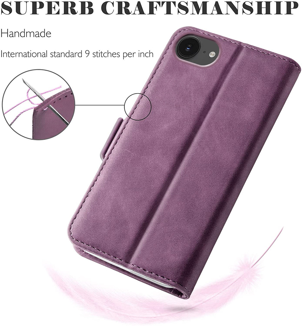 iPhone SE Wallet Case Shockproof Full Body Protective Card Cover WINE RED