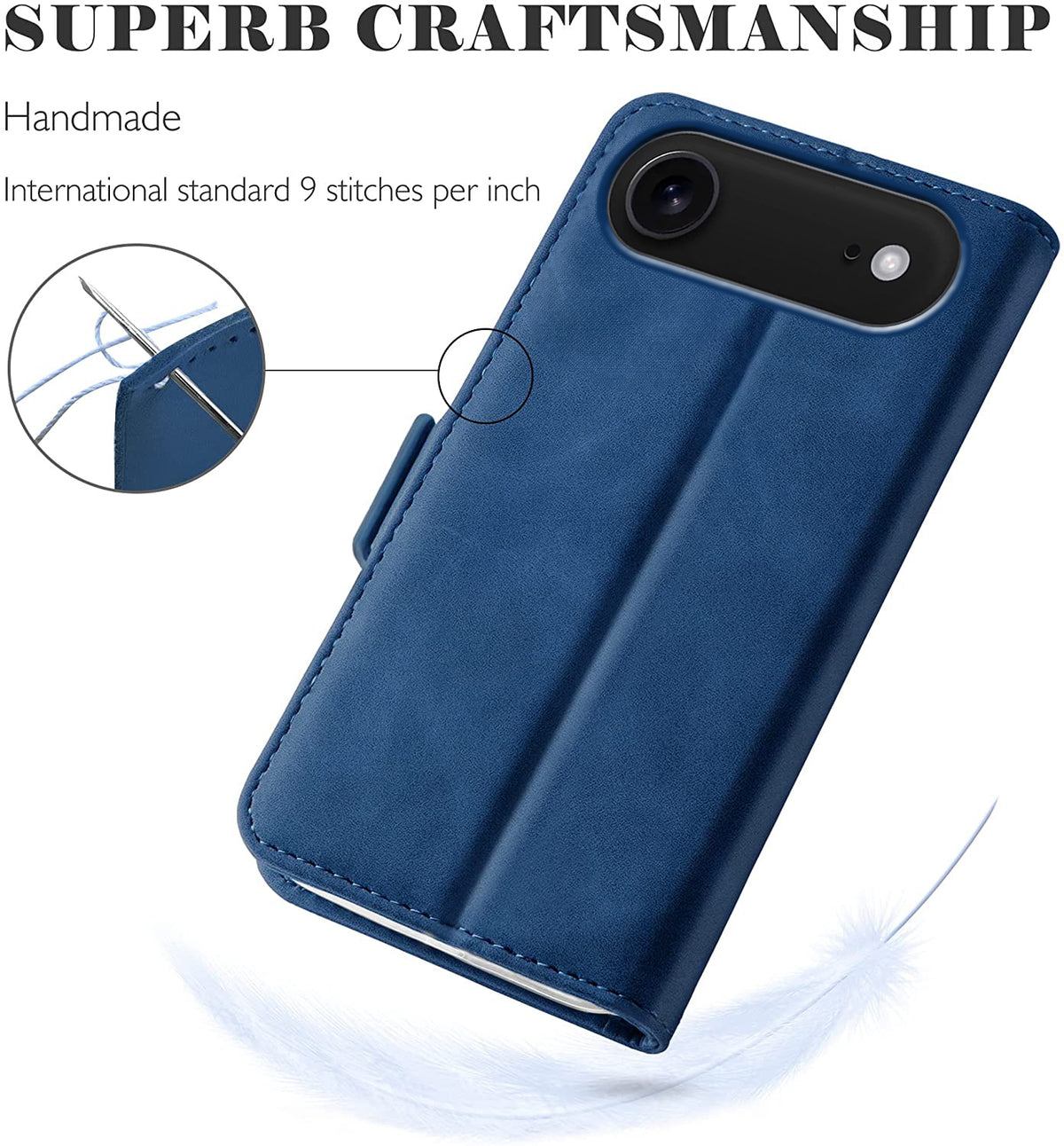 iPhone Air Wallet Case Shockproof Full Body Protective Card Cover BLUE