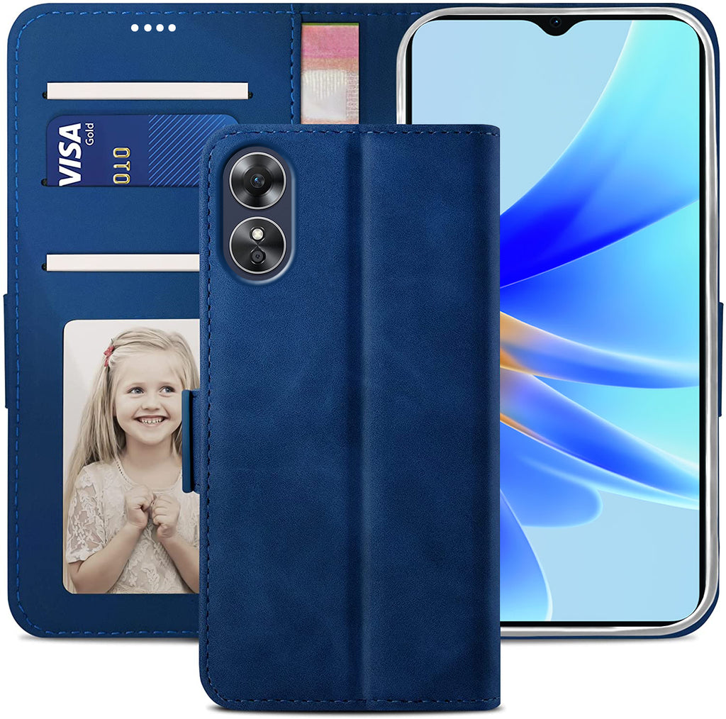 Oppo A78 5G Wallet Case Shockproof Full Body Protective Card Cover BLUE