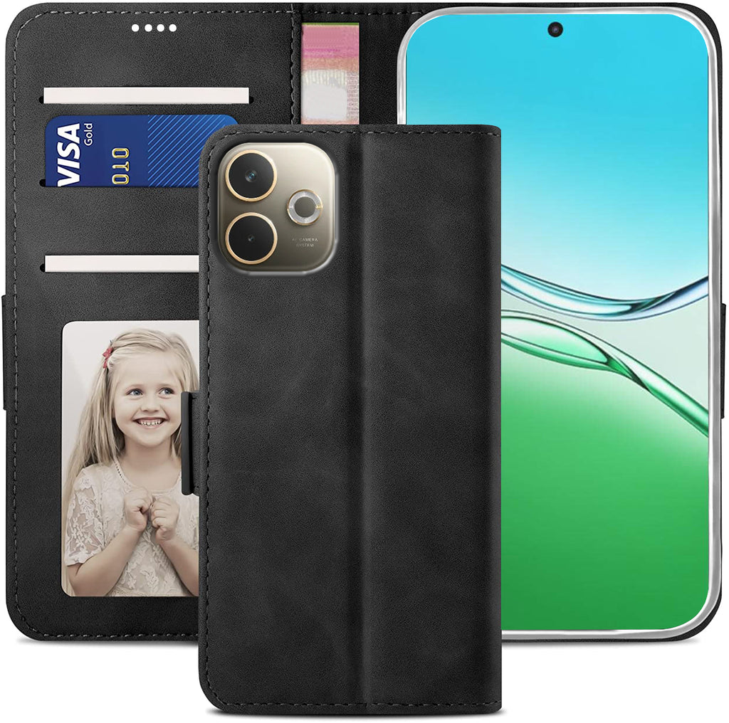Oppo A5 Pro Wallet Case Shockproof Full Body Protective Card Cover BLACK