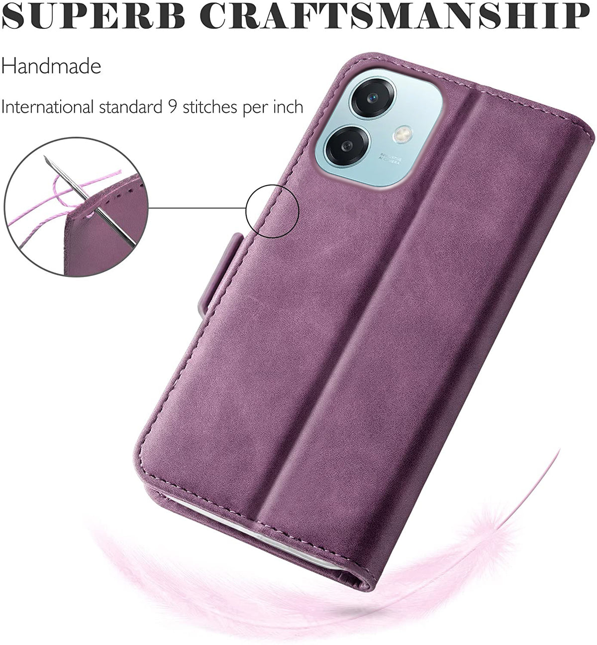 Oppo A60 5G Wallet Case Shockproof Full Body Protective Card Cover WINE RED