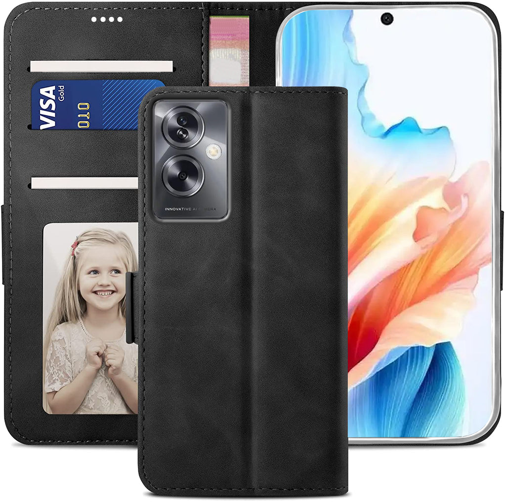 Oppo A79 Wallet Case Shockproof Full Body Protective Card Cover BLACK