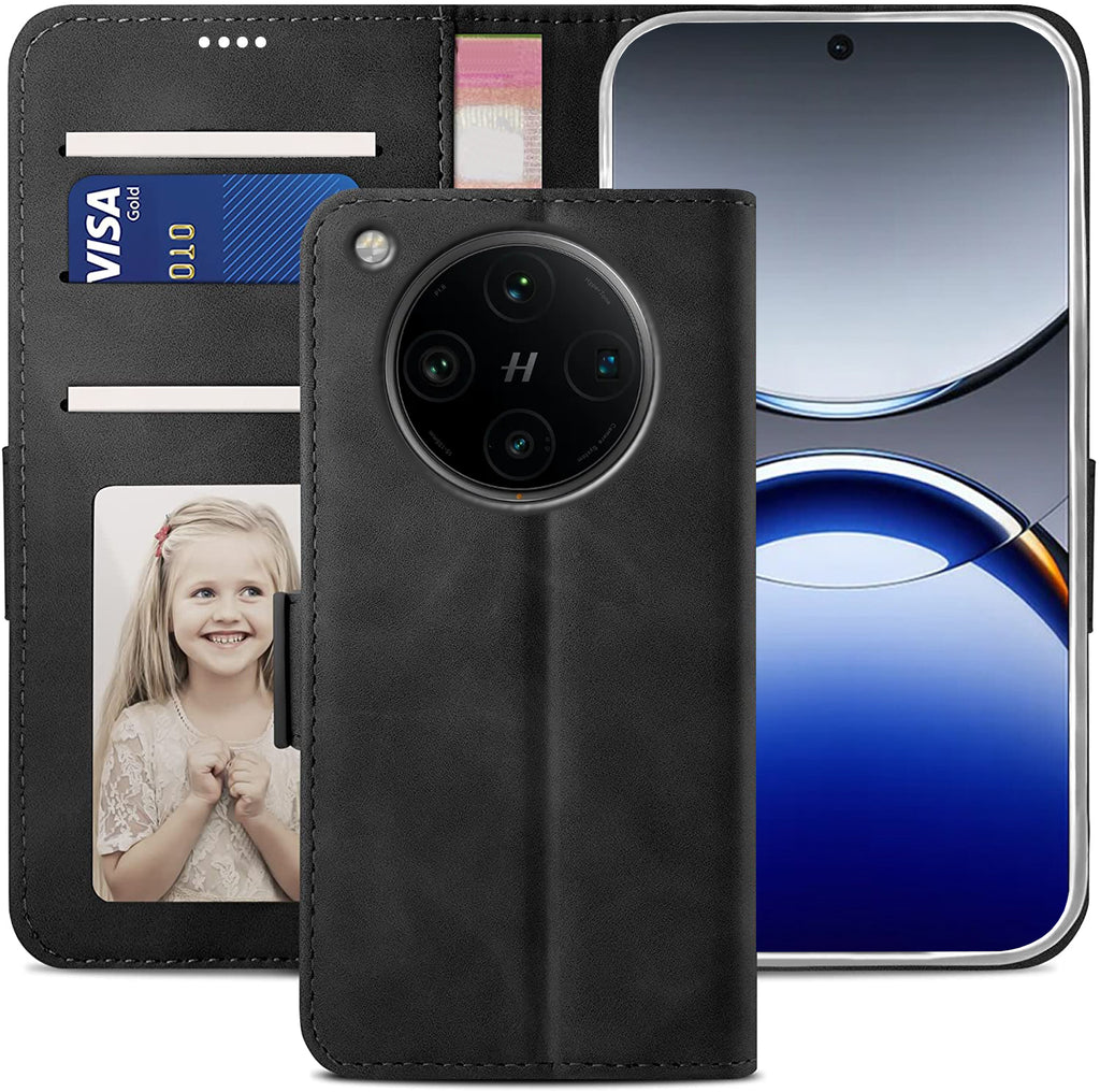 Oppo Find X8 Pro Wallet Case Shockproof Full Body Protective Card Cover BLACK
