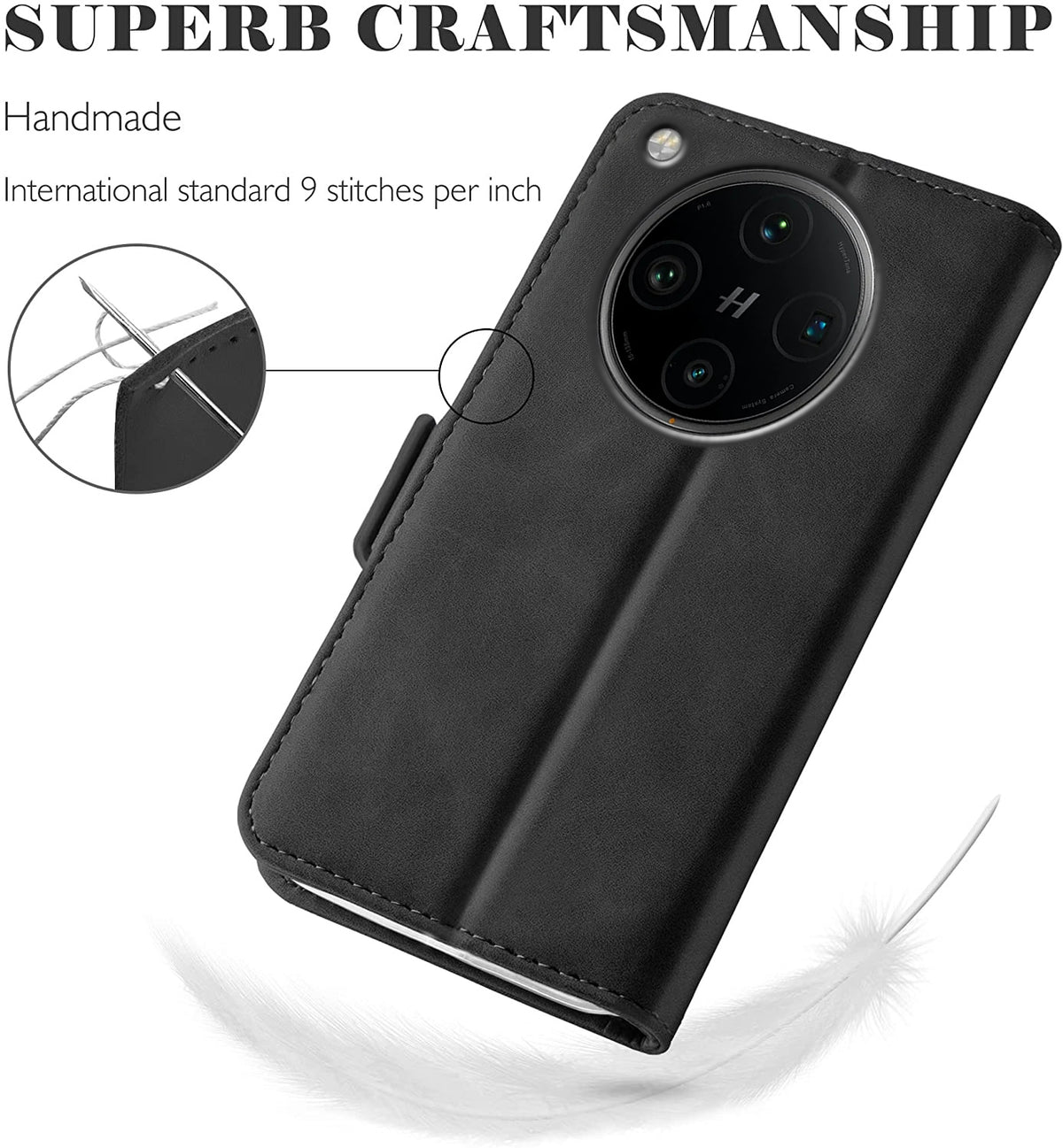 Oppo Find X8 Pro Wallet Case Shockproof Full Body Protective Card Cover BLACK
