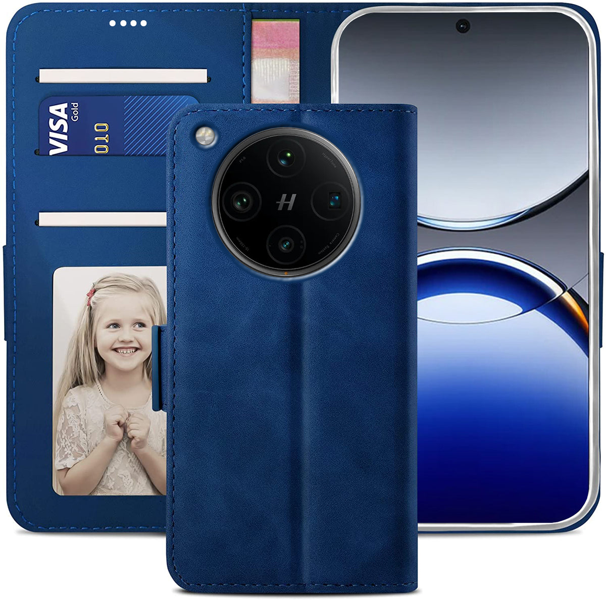 Oppo Find X8 Pro Wallet Case Shockproof Full Body Protective Card Cover BLUE