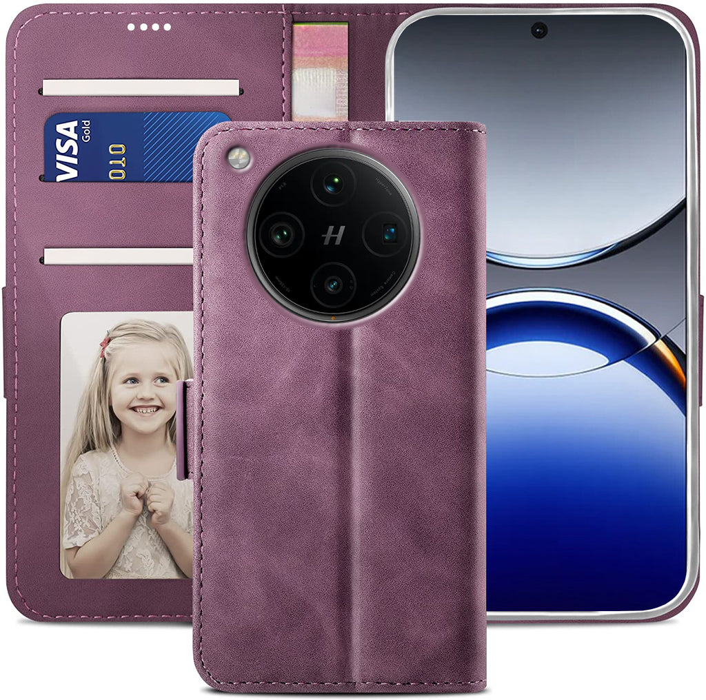 Oppo Find X8 Pro Wallet Case Shockproof Full Body Protective Card Cover WINE RED