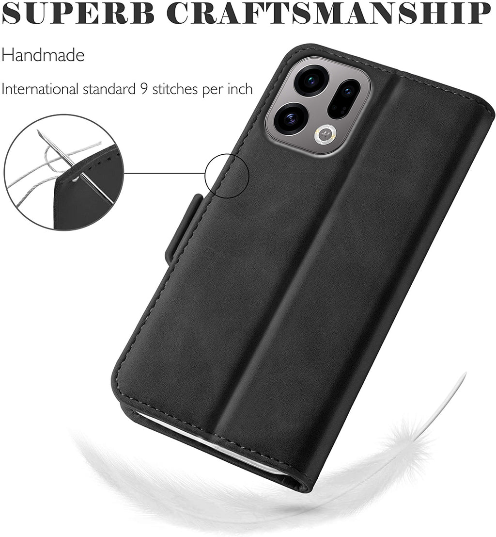 Oppo Find X9 Wallet Case Shockproof Full Body Protective Card Cover BLACK