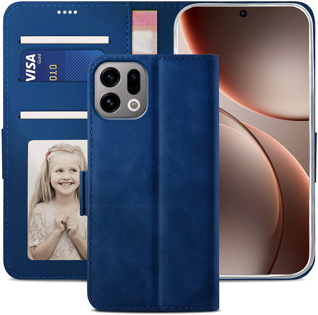 Oppo Find X9 Wallet Case Shockproof Full Body Protective Card Cover BLUE