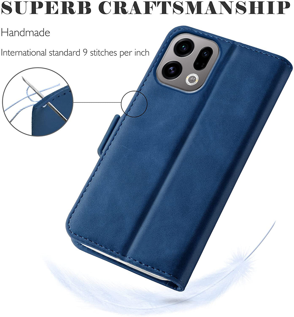 Oppo Find X9 Wallet Case Shockproof Full Body Protective Card Cover BLUE