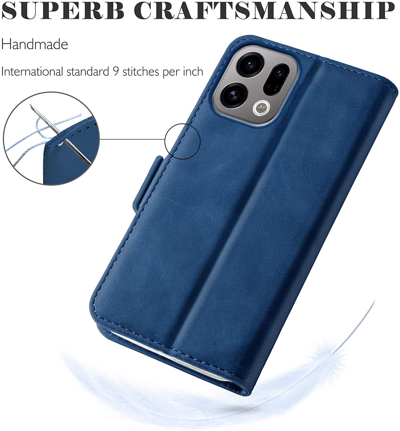 Oppo Find X9 Wallet Case Shockproof Full Body Protective Card Cover BLUE