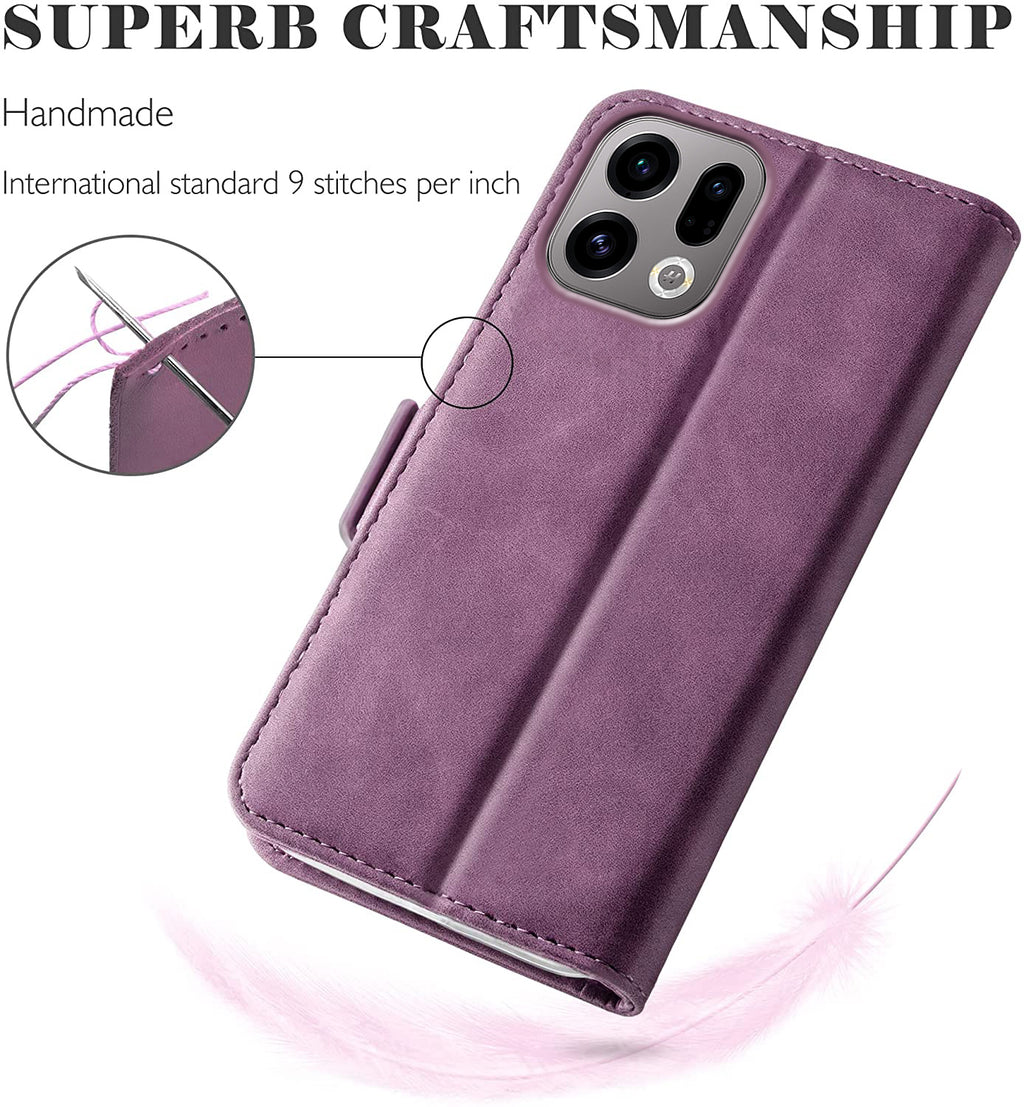 Oppo Find X9 Pro Wallet Case Shockproof Full Body Protective Card Cover WINE RED