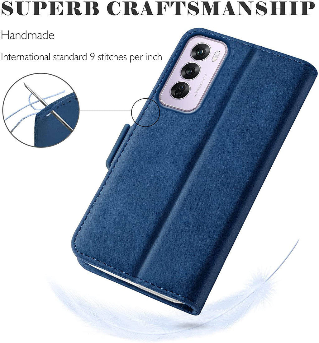 Oppo Reno 12 Pro Wallet Case Shockproof Full Body Protective Card Cover BLUE
