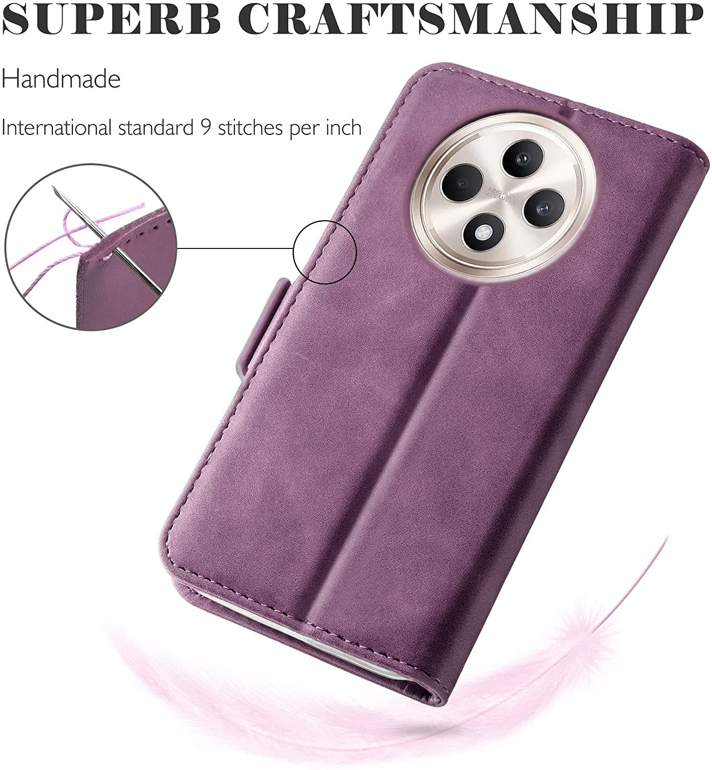 Oppo Reno 12 F Wallet Case Shockproof Full Body Protective Card Cover WINE RED