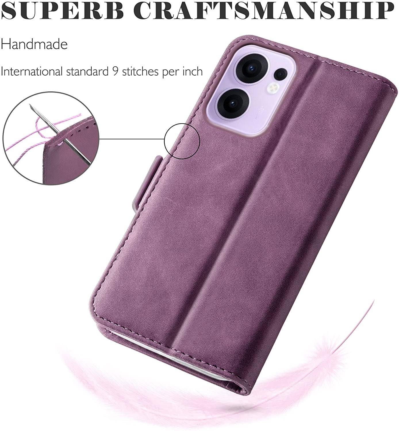 Oppo Reno 13F Wallet Case Shockproof Full Body Protective Card Cover WINE RED