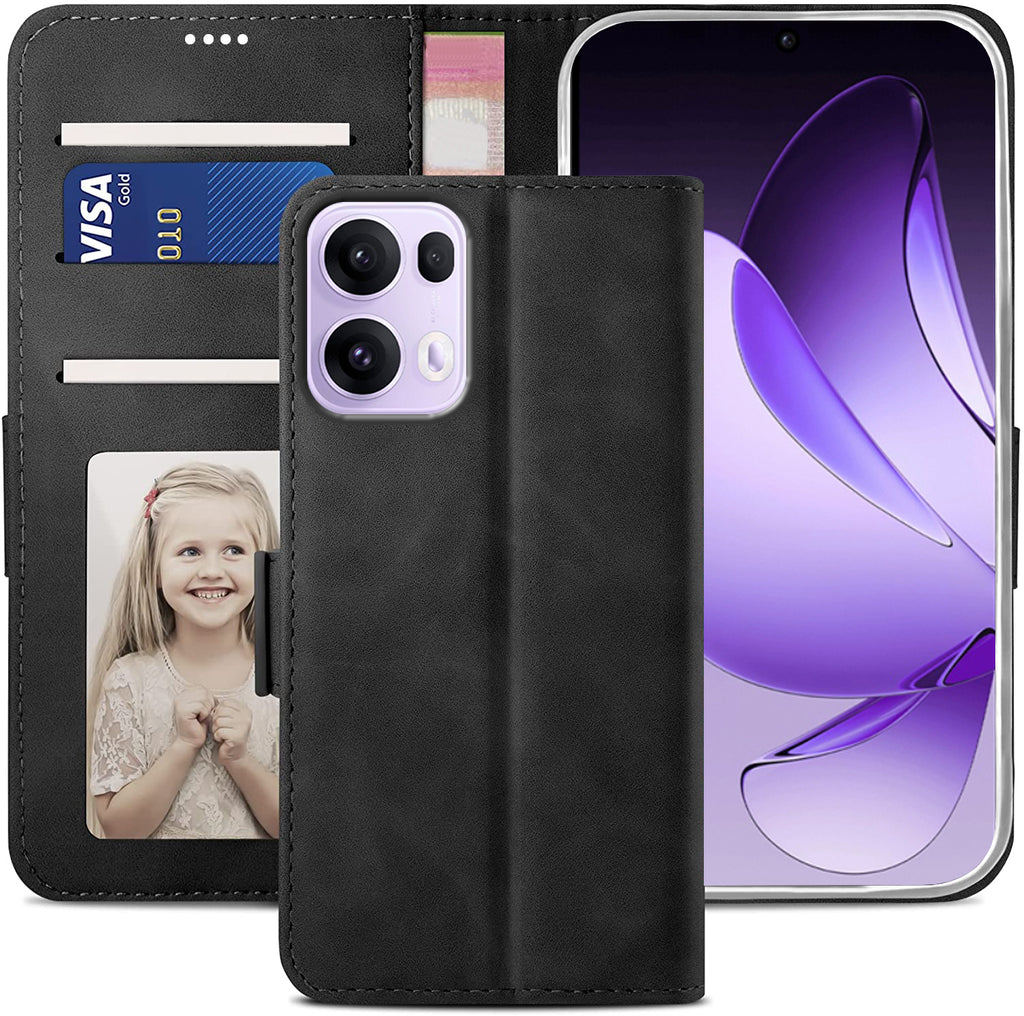 Oppo Reno 13 PRO Wallet Case Shockproof Full Body Protective Card Cover BLACK