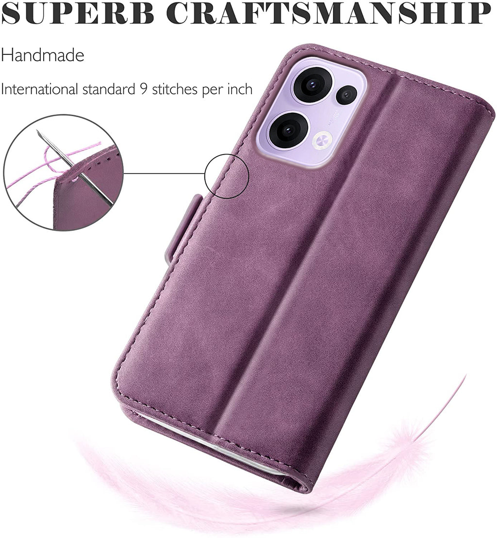 Oppo Reno 13 Wallet Case Shockproof Full Body Protective Card Cover WINE RED