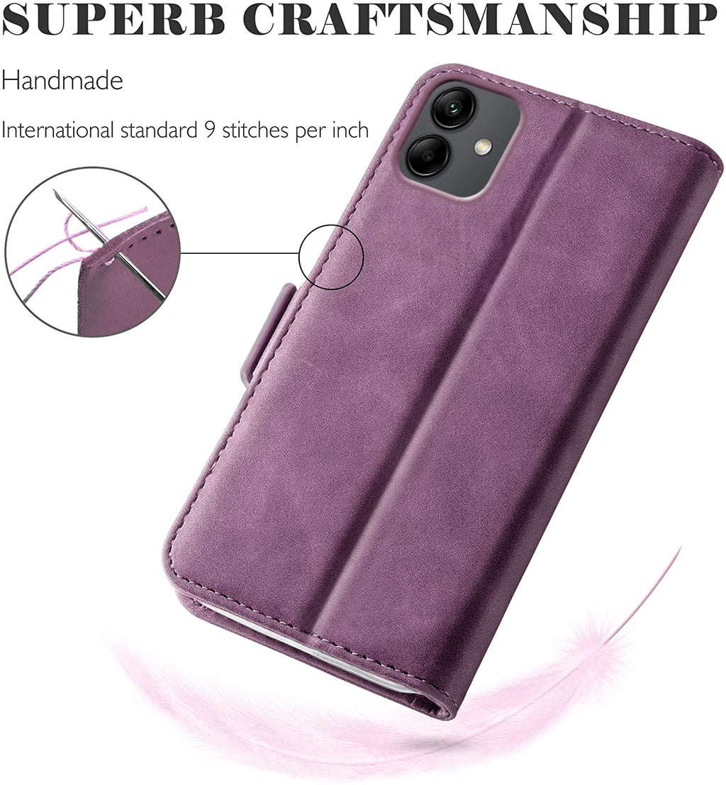 Samsung Galaxy A04 Wallet Case Shockproof Full Body Protective Card Cover WINE RED