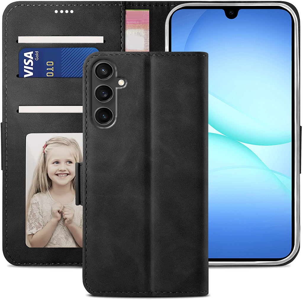 Samsung Galaxy A24 Wallet Case Shockproof Full Body Protective Card Cover BLACK
