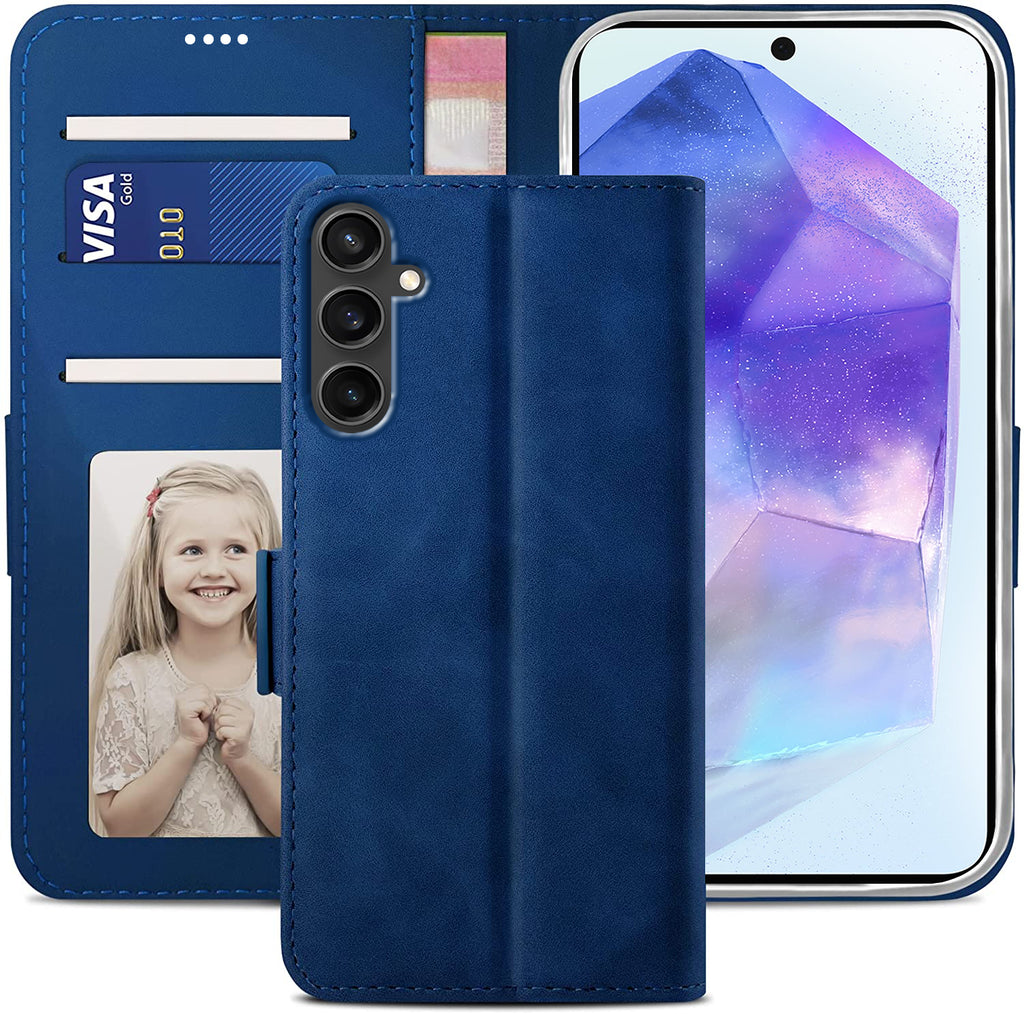 Samsung A37 Wallet Case Shockproof Full Body Protective Card Cover BLUE