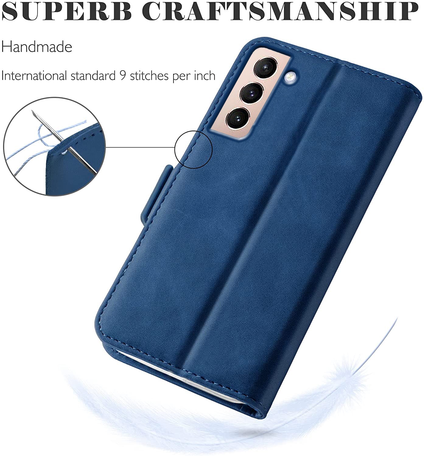 Samsung Galaxy S22 Plus Wallet Case Shockproof Full Body Protective Card Cover BLUE