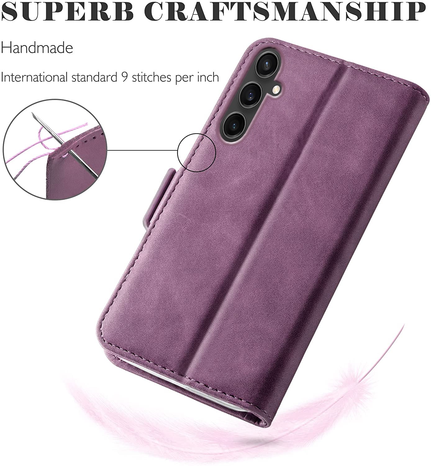 Samsung A57 Wallet Case Shockproof Full Body Protective Card Cover WINE RED