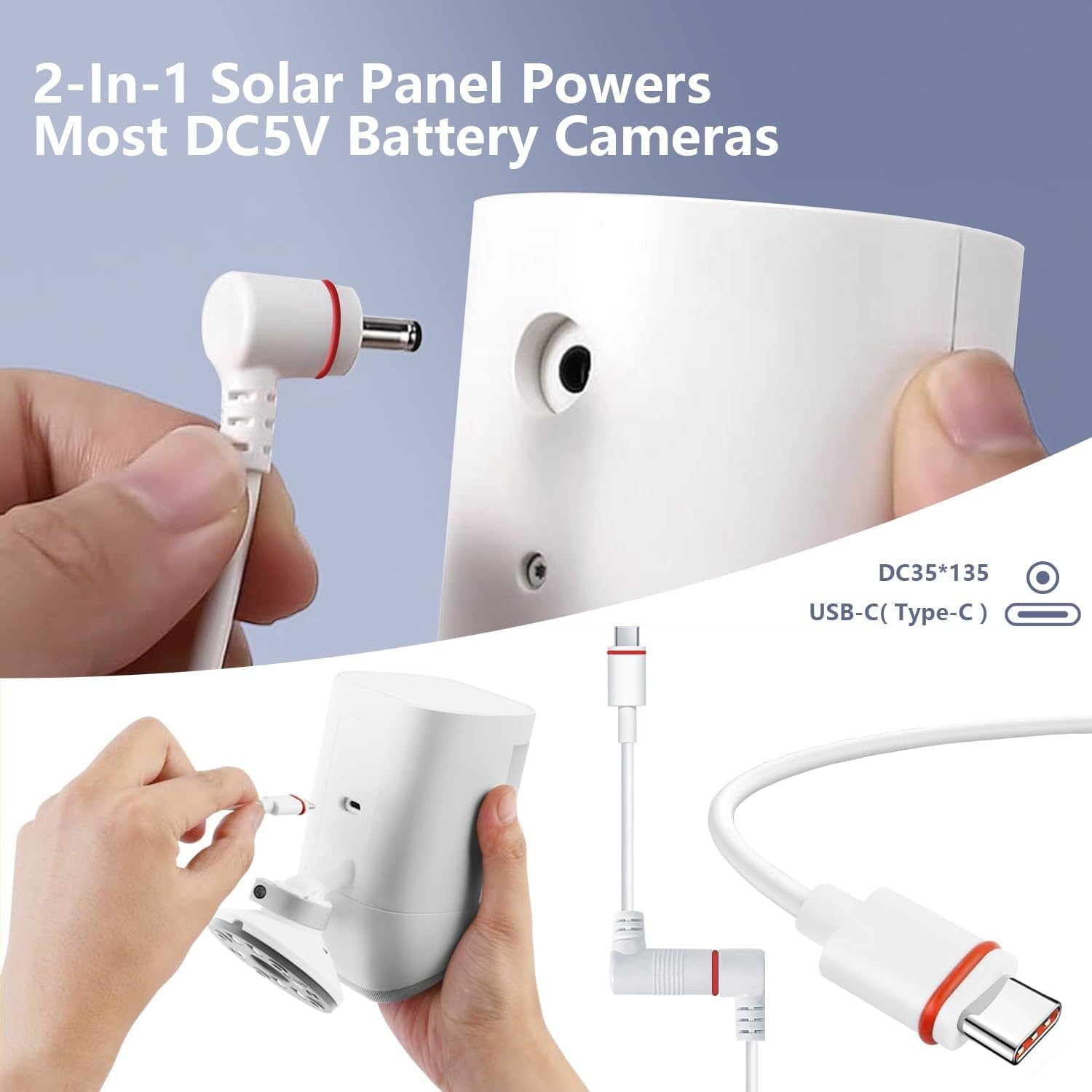 10W Solar Panel for Ring Camera Solar Charger Compatible with Ring Spotlight Stick Up Cam Battery with 3m Cable