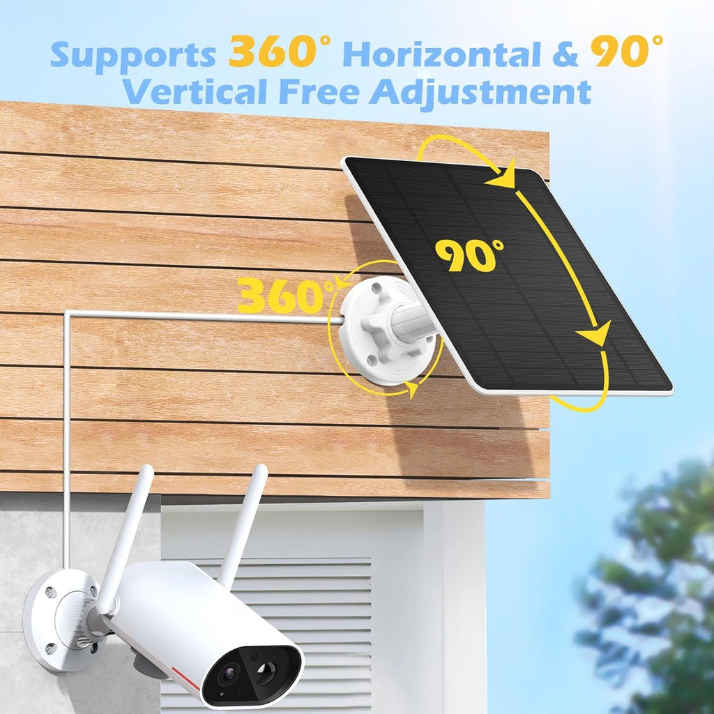 6W Solar Panel for Security Camera USB-C Micro USB DC 5V 3M Cable