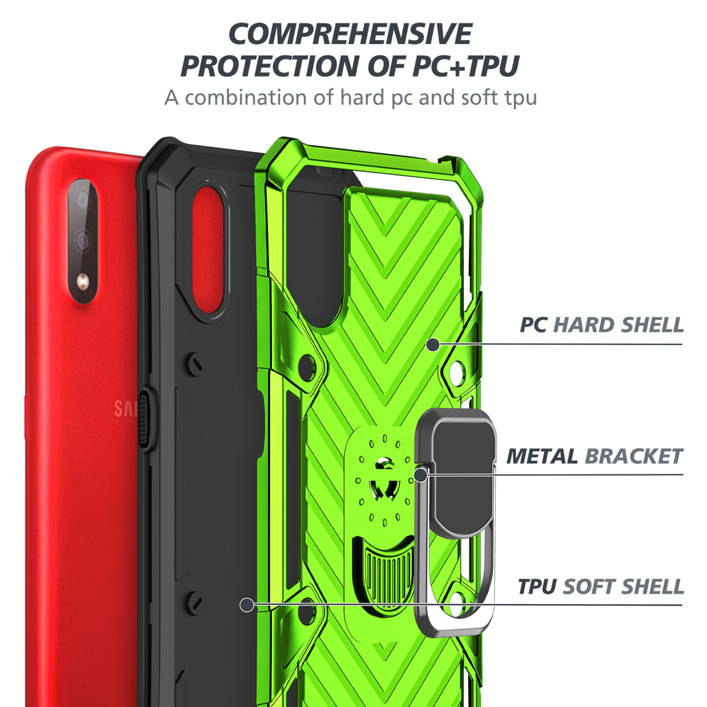Samsung Galaxy A01 Rugged Tough Case Shockproof Hybrid Cover LIGHT GREEN