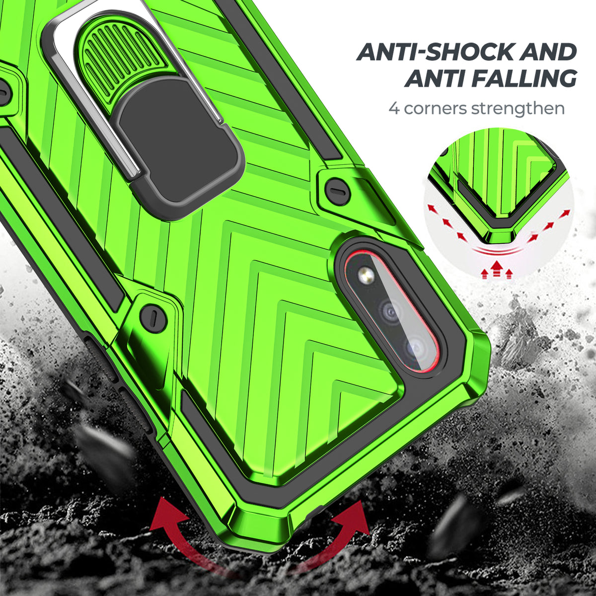 Samsung Galaxy A01 Rugged Tough Case Shockproof Hybrid Cover LIGHT GREEN