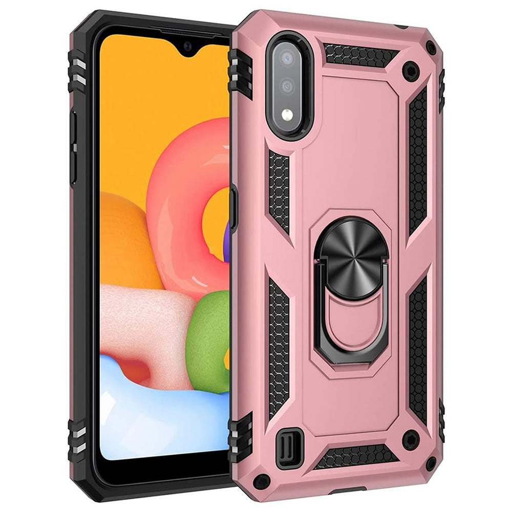 Samsung Galaxy A01 Rugged Tough Case Shockproof Hybrid Cover PINK